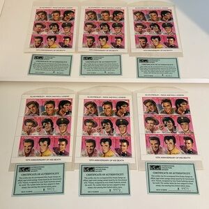 ORIGINAL GUM UNUSED ELVIS PRESLEY $1 stamps from St Vincent with C.O.A